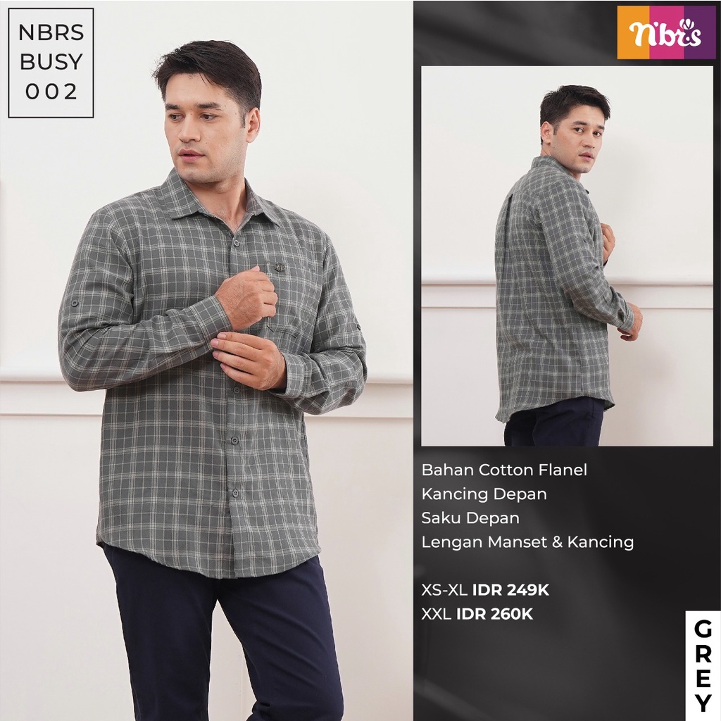 Nibras Atasan Pria NBRS Busy 02 Bahan Cotton Flanel Atasan Pria Modern Kekinian by Nibras bisa COD