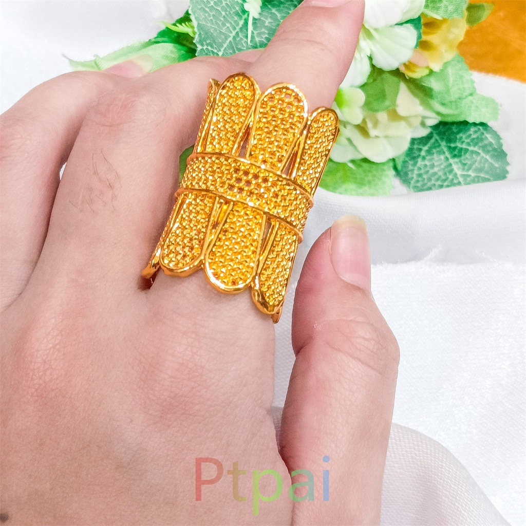 Perhiasan Set Gelang Kendari Bamgle+Cincin Dewasa Lapis Emas 24k Gelang Tangan Keroncong terbaru xuping dubai