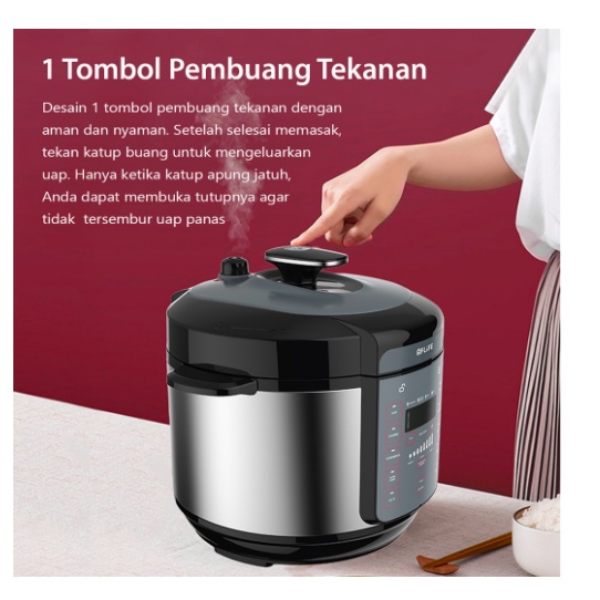 [ FLIFE ] Rice cooker / Magicom / Presto / Elektronik Pressure Cooker FLIFE - PC05LB - Alat Masak Serbaguna 10 in 1 Multifungsi ukuran 5 Liter - Super Low Watt 550 W!