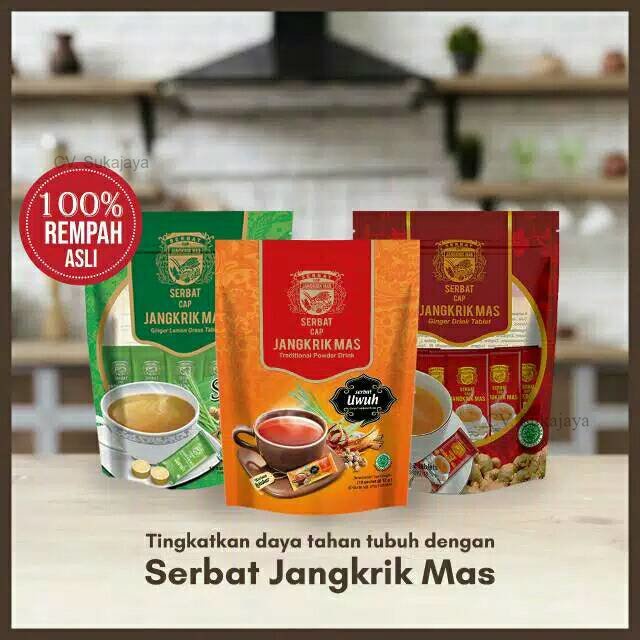 

HARGA MURAH Serbat wedang Jangkrik mas Jahe/Sereh/Uwuh isi 10'