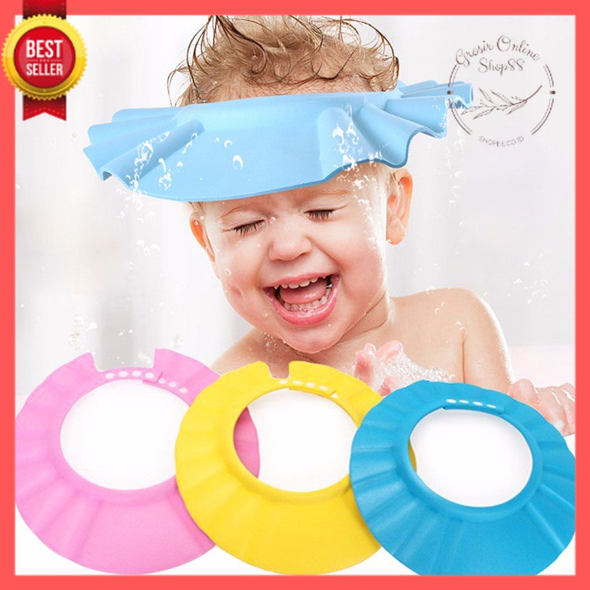 GOS - C213 - Penutup Kepala Bayi Shower Cap /  Topi Keramas Mandi Bayi Anak Pelindung Mata