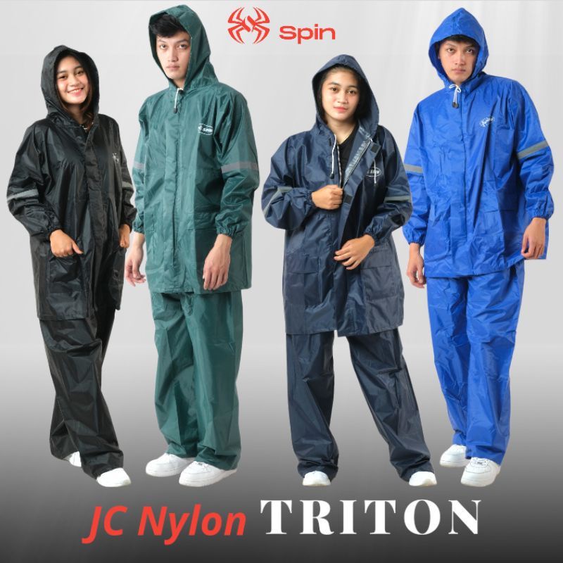 Jas Hujan Spin Jaket Celana Triton Jumbo XXL