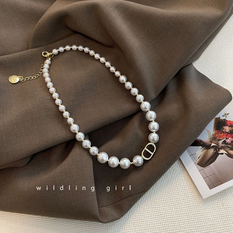 Suhao CD Manik Kalung Wanita Cahaya Mewah Sederhana Manis Klavikula Rantai Niche Desain High-End Net Merah Mutiara Kalung Tren