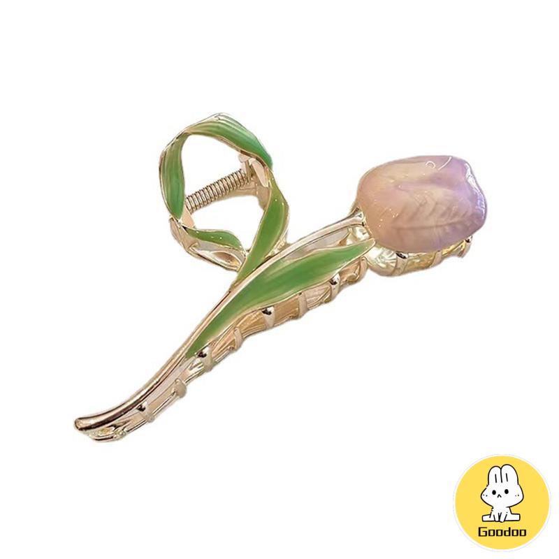 Temperamen Tulip Logam Wanita Klip Hiu Sense High-end Klip Rambut -Doo