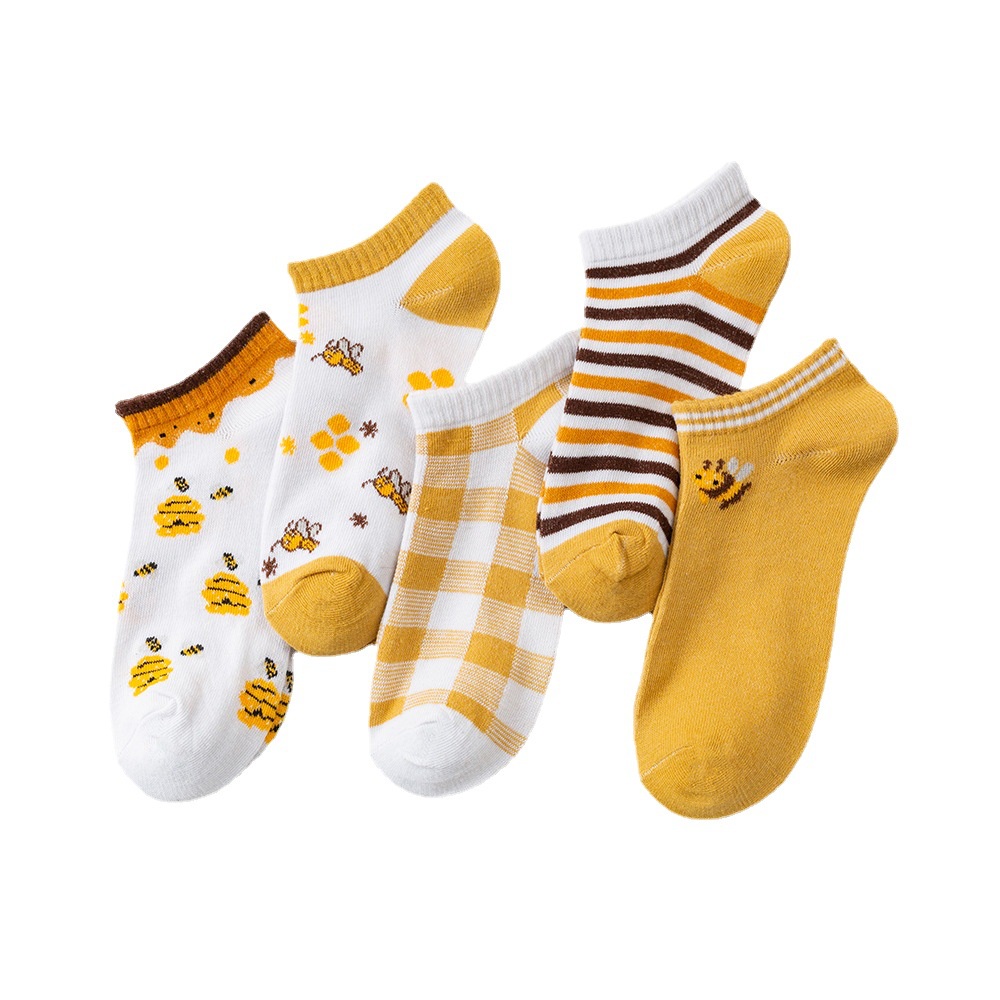 ☀ACCBAYI☀ KK05 Kaos Kaki Wanita Motif lebah Kaoskaki Bee  Fashion Korea Women Sock Import
