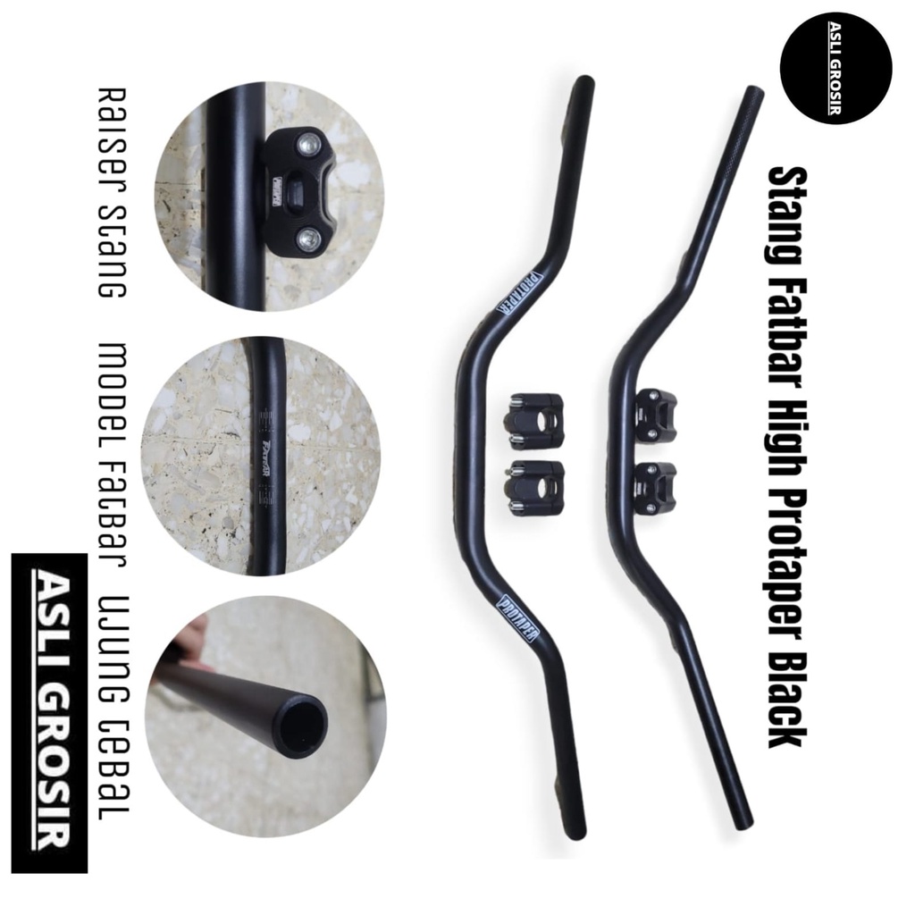 Stang Fatbar High Protaper Hitam Plus Raiser Setang Model Fatbar Ujung Tebal Universal Motor