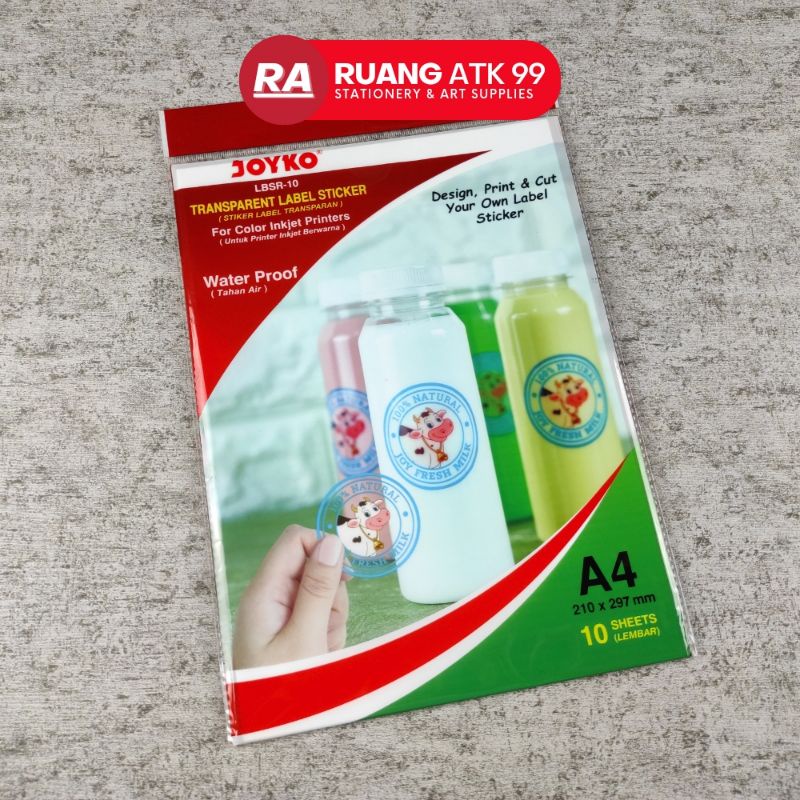 

Joyko Transparent Label Sticker A4 10 Sheets LBSR-10 Kertas Sticker Label Transparan 10 Lembar