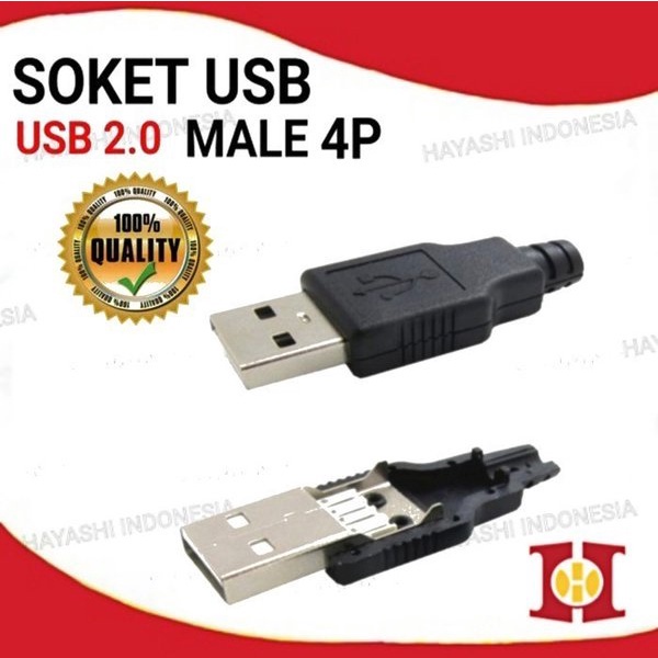 Soket USB Kosong Tipe Jantan Male cok Konektor 4 Titik Solder-10pcs