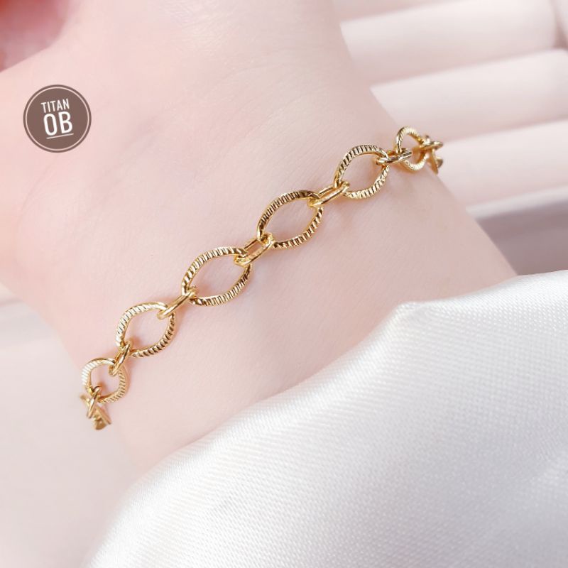 Gelang Rantai Titanium Gold dan Rosegold N25032003