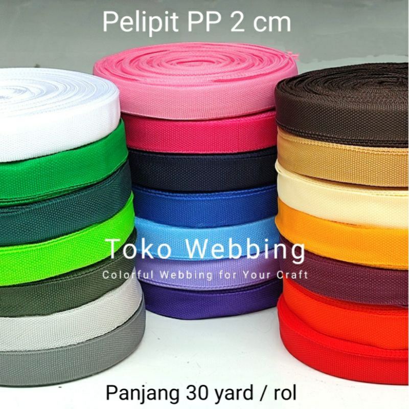 tali bisban plipit warna ukuran 2 cm panjang 27 meter