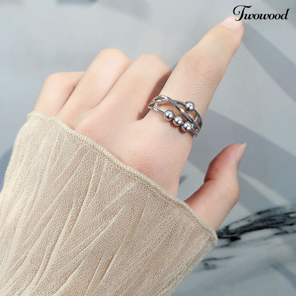 Cincin Model Terbuka Adjustable Bahan Tembaga Untuk Wanita