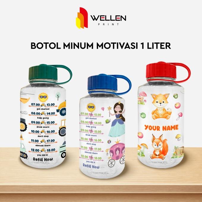 Cetak Botol Minum Dundee Motivasi 1 Liter / Print Tumbler Custom Nama