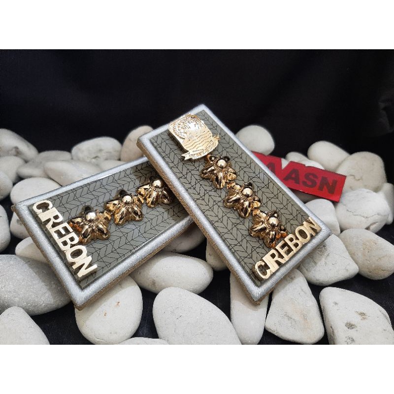 Pangkat Pdh ASN CIREBON 4B Lis Putih Kain Akrilik