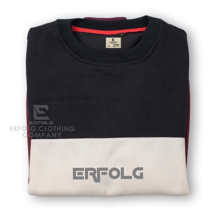 Erfolg Offiziell Sweater Crewneck Kombinasi 3 Warna Lengan Panjang Basic Sablon ERFOLG#05 Black Switer Pria Wanita Oblong Distro Clothing Brand Lokal Bandung Suiter Crowneck Krunek Cowo Cewe Aesthetic Bahan Fleece Tebal 280 Gram Premium Ukuran M L XL