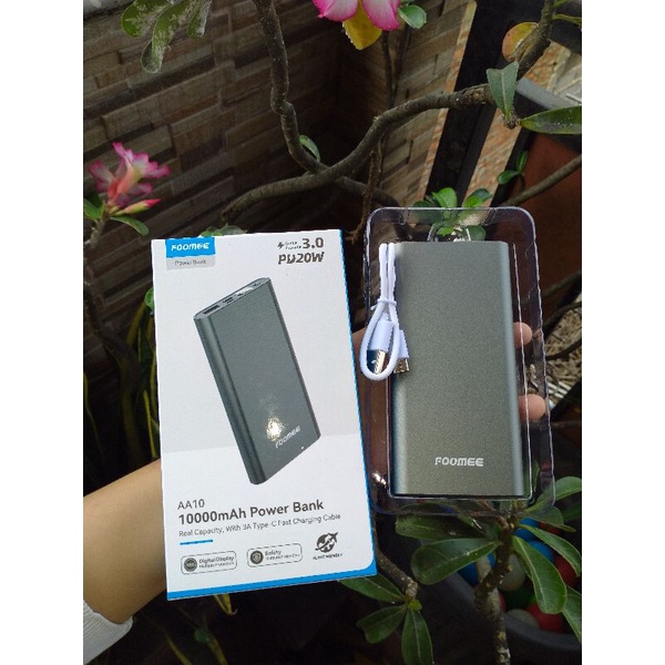 FOOMEE POWER BANK AA10 3A PD20W⚡FAST CHARGING 10.000 mAh LED With cable Type-C REAL Capacity