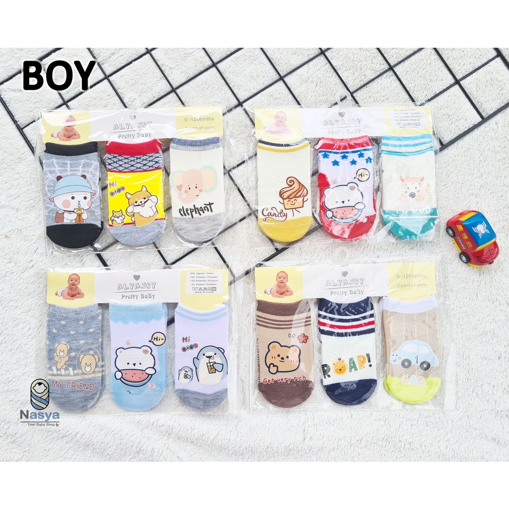 [C-017] Kaos Kaki Bayi isi 3 untuk ukuran 0-12 bulan