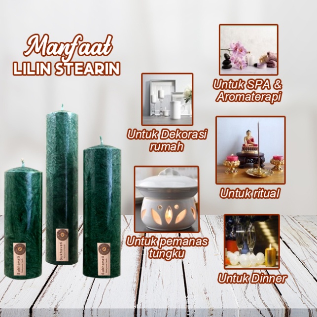 Lilin Stearin Palm Candle Marble kristal Sukhavati Serbaguna 12 cm Hijau