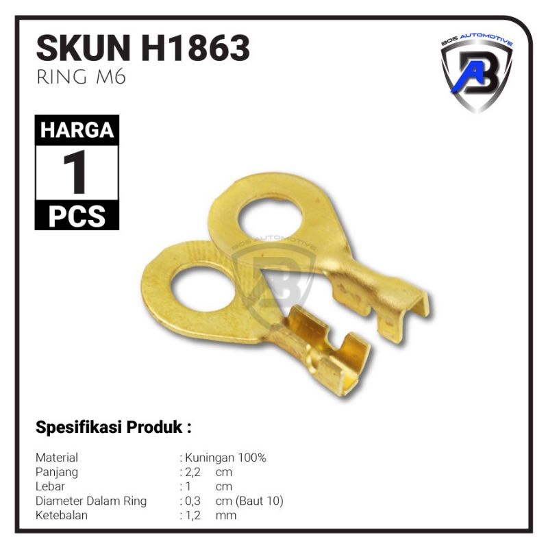 Jual Terminal Skun Konektor Kabel Gepeng Ring M Baut Tembaga Satuan