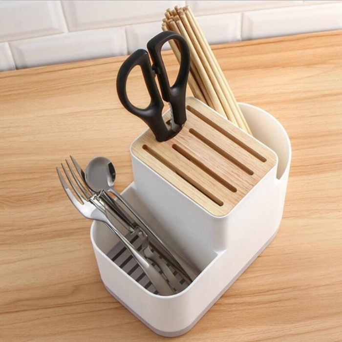 Rak Plastik Sendok Garpu Pisau Spatula Alat Dapur Kitchen Organiser