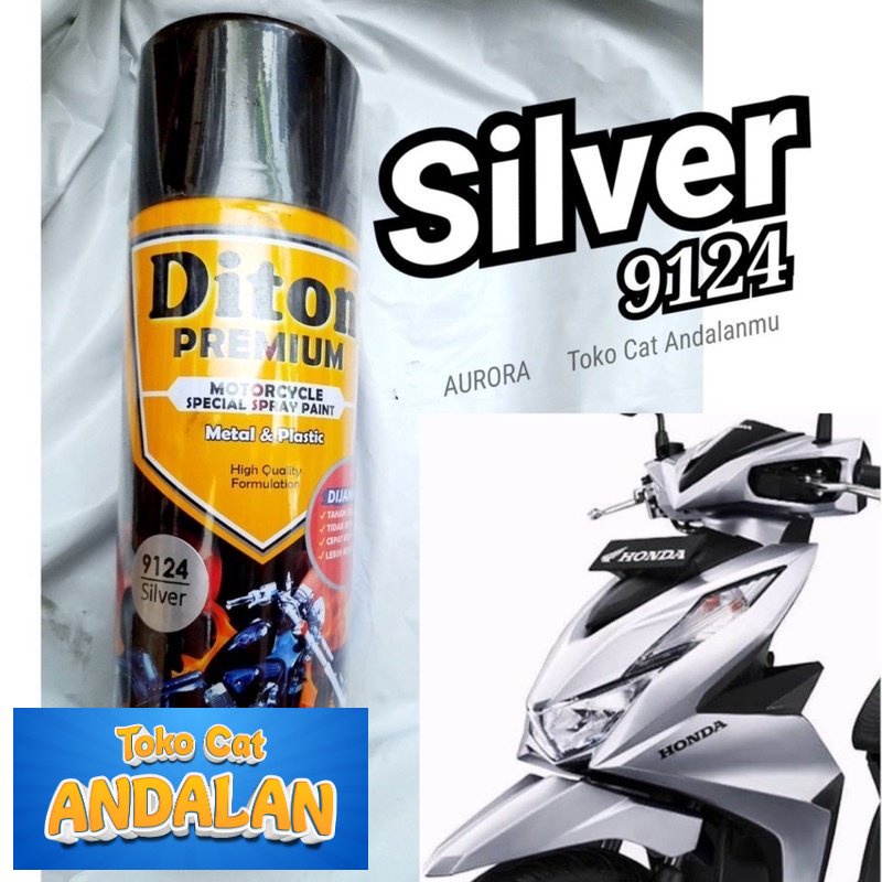 

Toko Cat Andalan - Pilox Diton Premium Silver 9124 Cat Pilok Silfer Mengkilap Gloss Tahan Bensin 400ml Toko Cat Andalan Motor dan Mobil