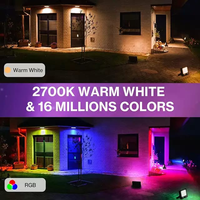 LAMPU SOROT RGB WARNA WARNI LED 10W 20W 30W 50W 100W EMICO FLOOD LIGHT TAMAN TEMBAK HIAS PANGGUNG OUTDOOR WATERPROOF DEKORASI AC 220V EMICO SNI ORIGINAL