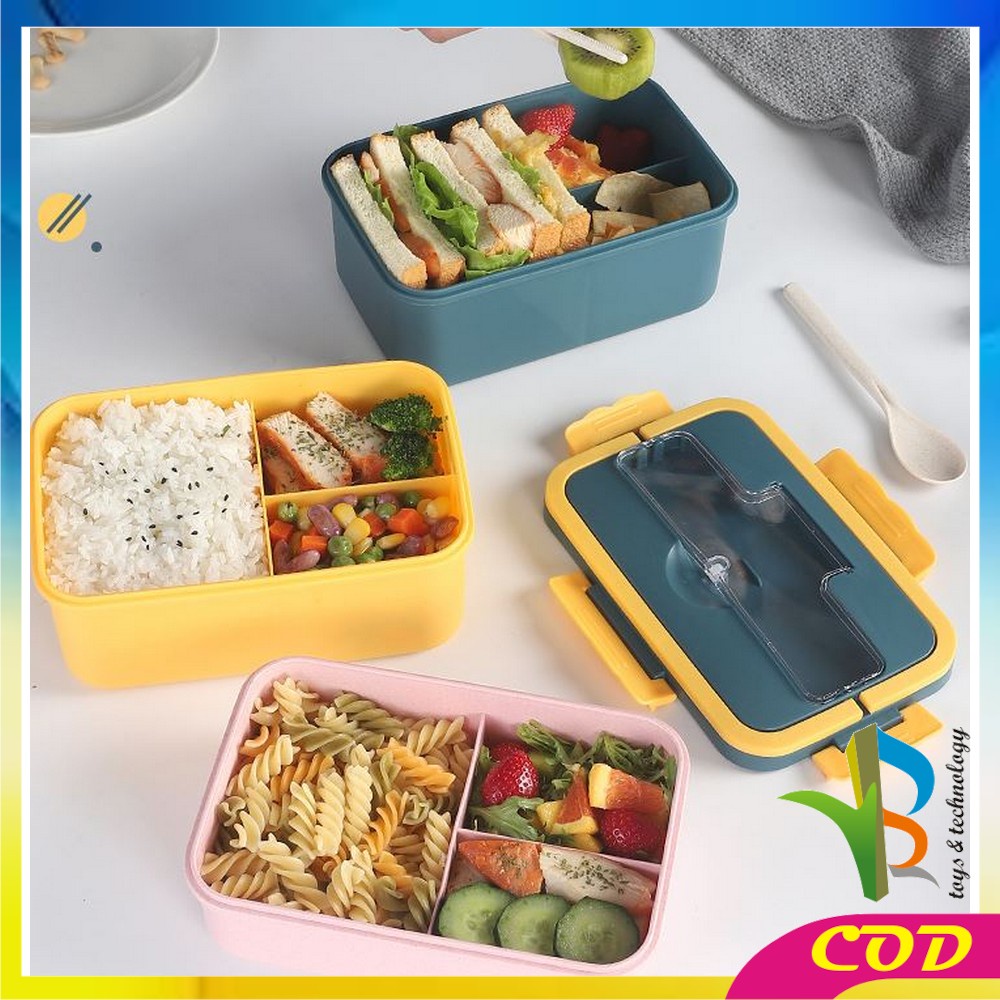 RB-C374 Lunch Box Set Sendok Sumpit Kotak Bekal Makan Wheat Straw Gandum Anti Tumpah / Kotak Makan Bahan Jerami Gandum BPA FREE