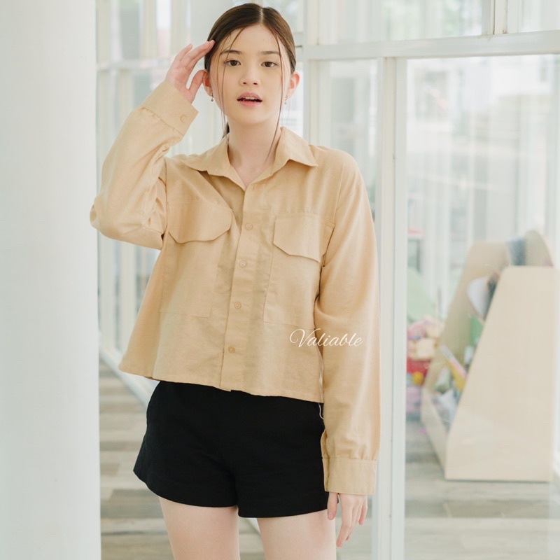 Carly Pocket Shirt Linen Valiable