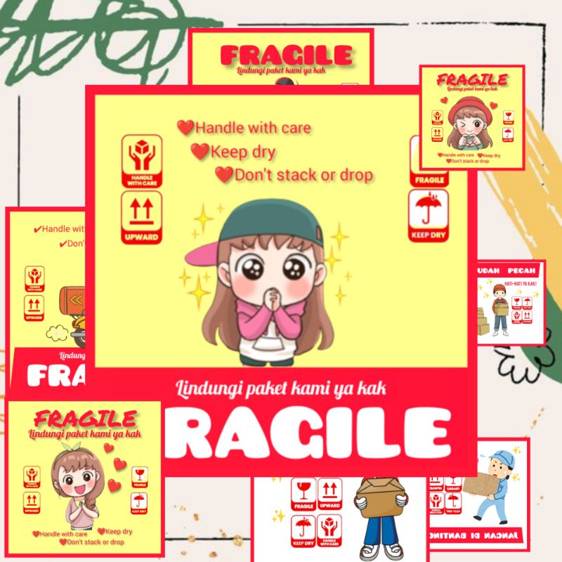 STIKER FRAGILE STIKER PENGIRIMAN 10 pcs