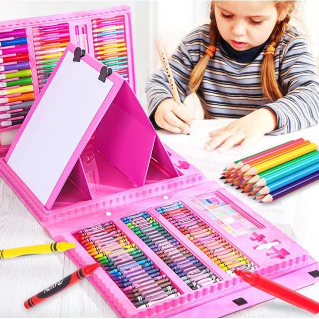 

TERLENGKAP SUPER MEGA ART SET 208pcs Spidol Crayon Set Menggambar - Biru
