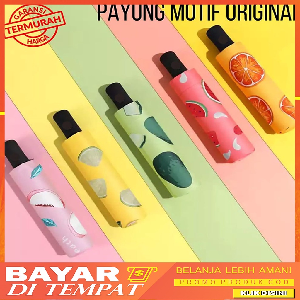 Payung Lipat Anti Sinar UV Protection Motif Buah Bulu &amp; Bear