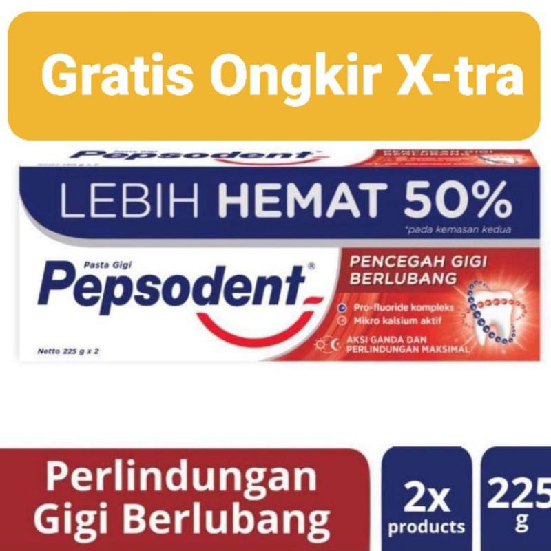 Pepsodent Pencegah Gigi Berlubang 225gr isi 2