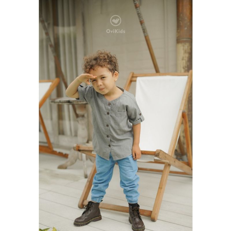 ovikids Celana panjang jeans denim joger reiki