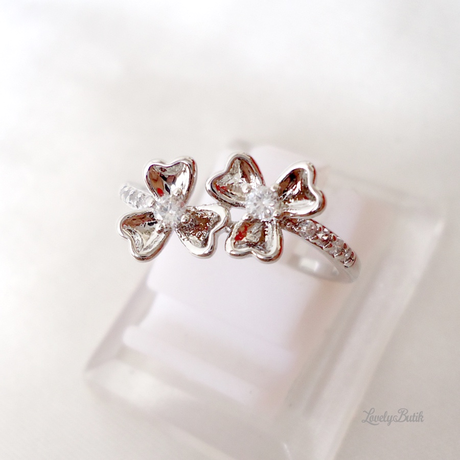 Cincin Xuping Silver Y3na Cincin Wanita Mewah Model Bunga Permata Lovelybutik