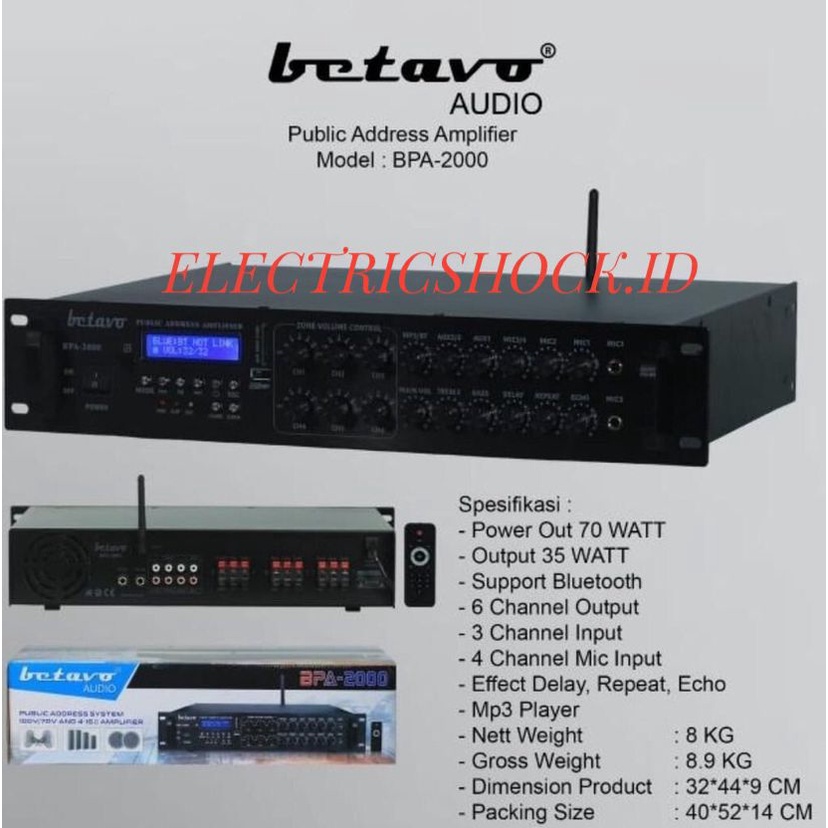 AMPLIFIER PUBLIC ADRESS BETAVO BPA 2000 / BETAVO BPA2000 ORIGINAL