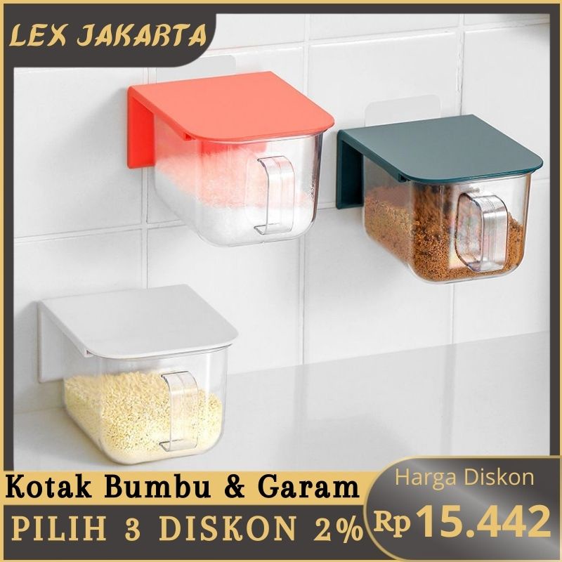 LEXJAKARTA  Tempat Penyimpanan Bumbu Dan Garam Model Tempel / Kotak Bumbu