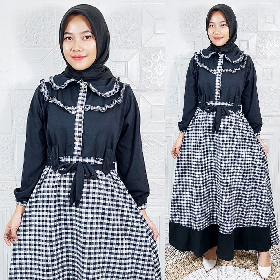 KOTAKA MAXY BUSUI DRESS KOTAK KOMBINASI GAMIS WANITA SYARI CANTIK GL FASHION