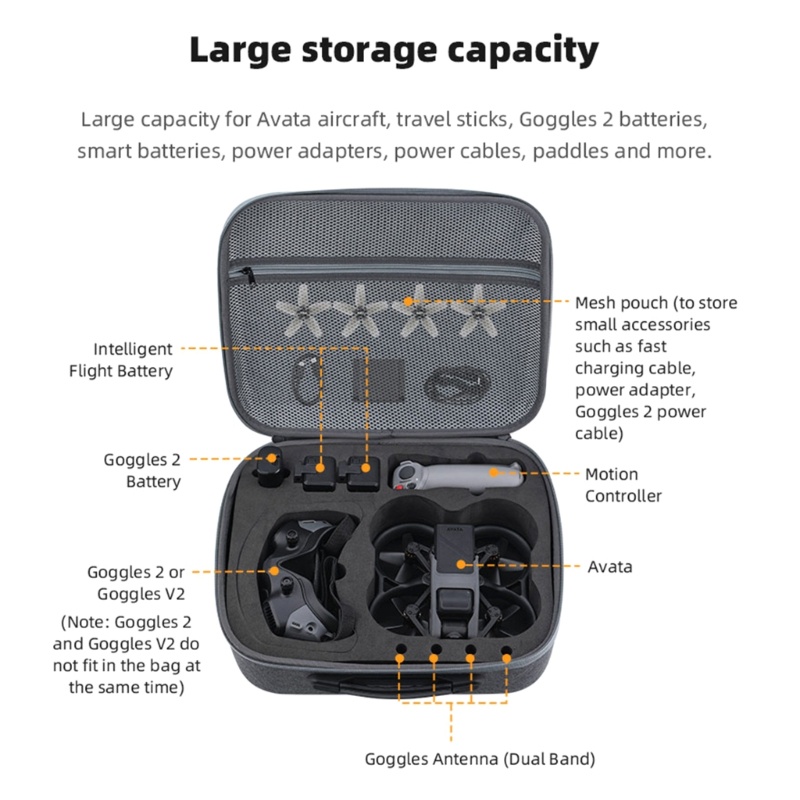 Gro Untuk Avata Tempat Penyimpanan Portable Tas Bahu Koper Hard Case Explosion-proof