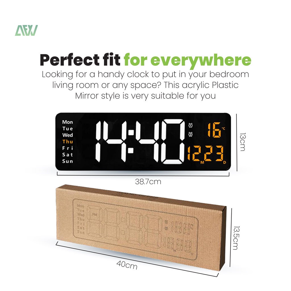 BLUES Jam Dinding Digital LED Wireless Tampilan Tanggal + Suhu Dekorasi Rumah ALL FOR WORK