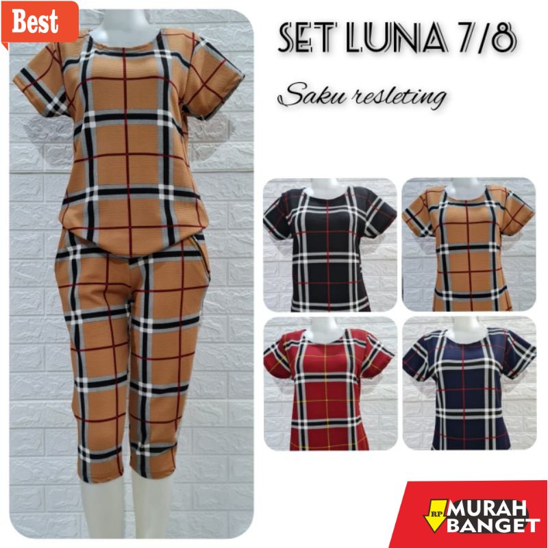 baju setelan wanita kekinian 2022 Setelan baju kekinian / Set baju wanita Luna Res 7/8 / Setelan Lun