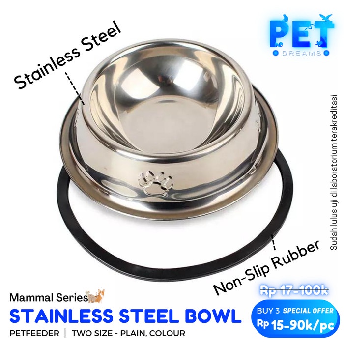 STAINLESS STEEL DOG AND CAT PET BOWL TEMPAT MAKAN MINUM ANJING KUCING