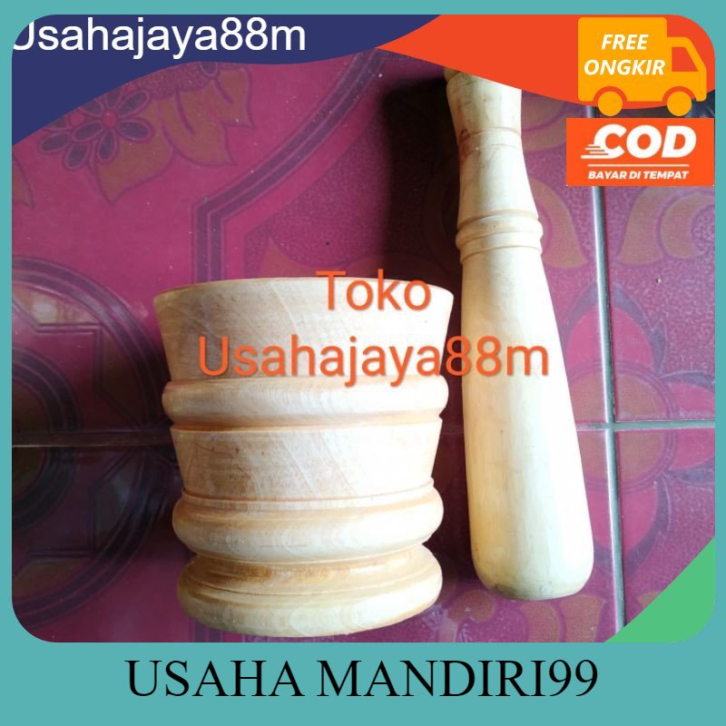 Lumpang kayu siap pakai kecil 13cm set lumpang dan alu