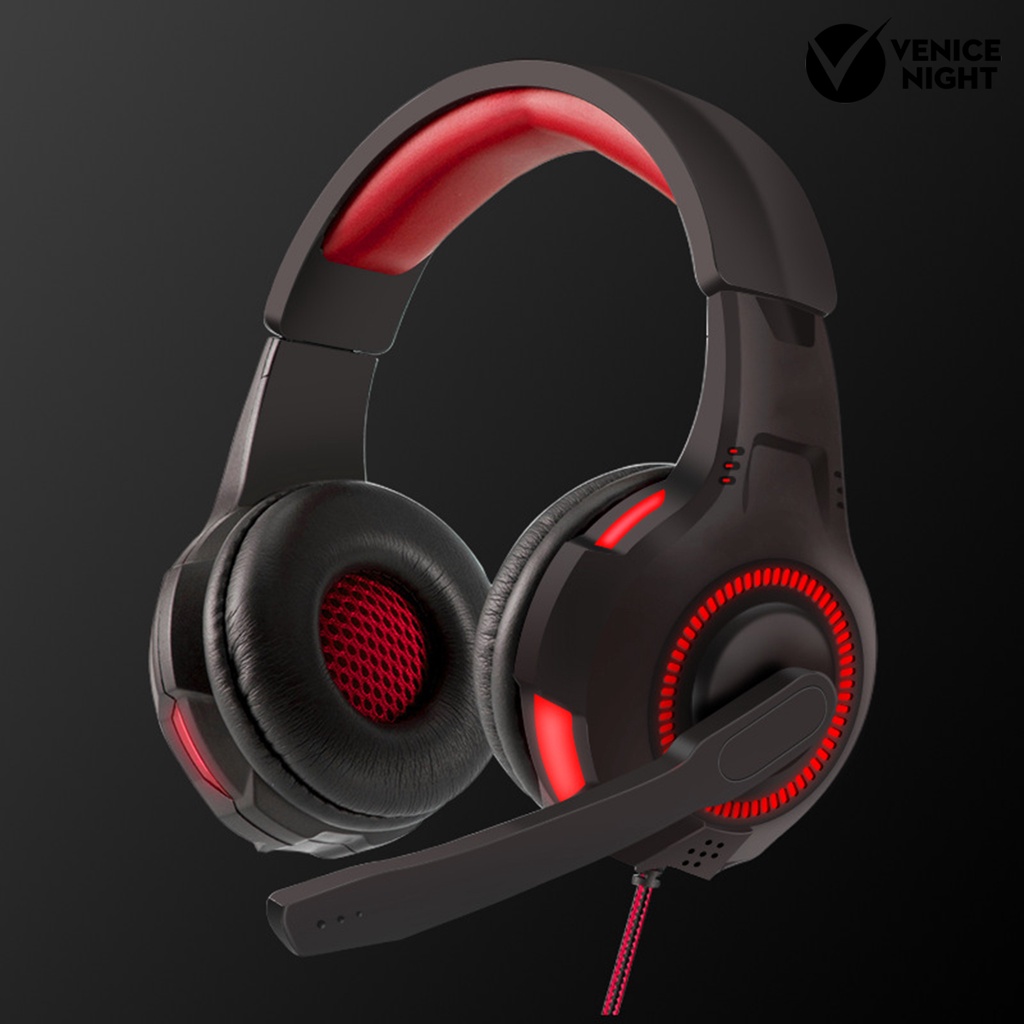 (VNEP) (Berkabel) Light Retractable Game Headphone Stereo Bass Headset dengan Mic untuk PS4