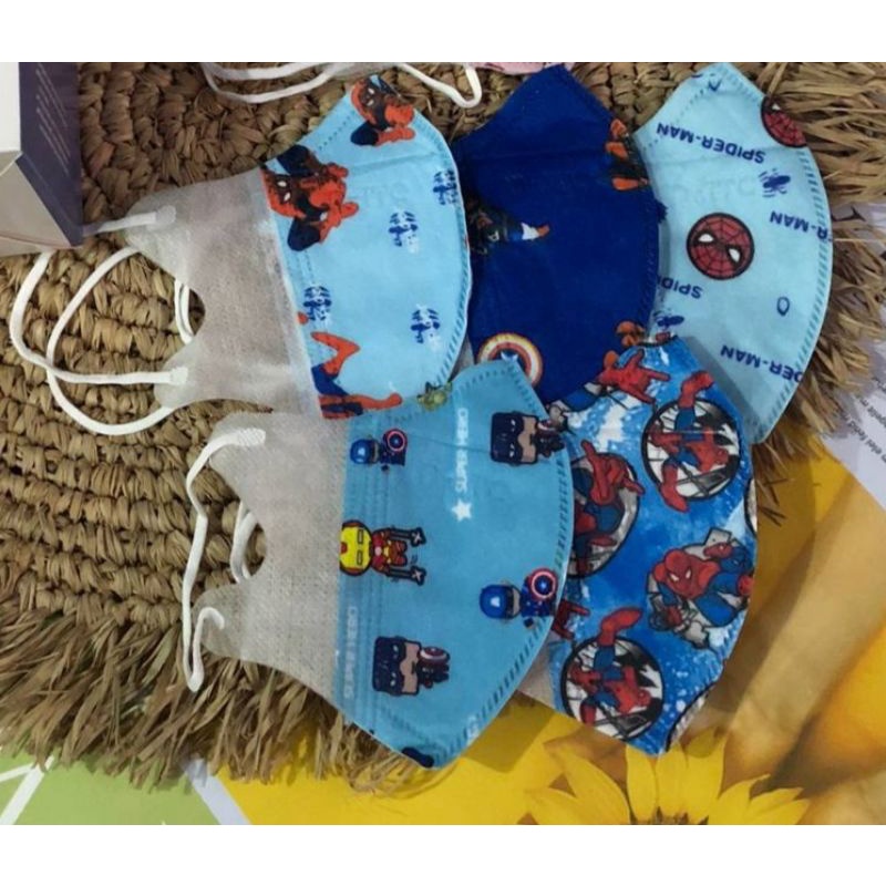 Masker Duckbill Anak Motif Karakter Super Hero 4 Ply Untuk Anak Cowok Cewek  Isi 50 Pcs Per Box