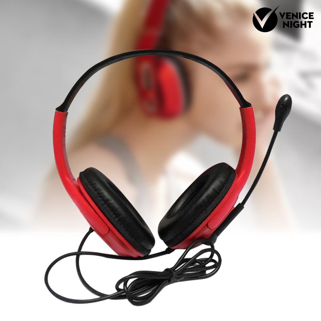 (VNEP) (Berkabel) 3.5mm Universal Headphone Head-mounted Gaming Headset dengan High Clarity Microphone untuk Komputer