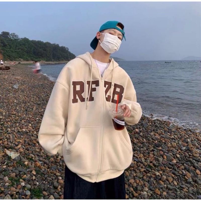 Zip Hoodie Jacket Oversize Boy Girl BEIGE KHAKI (6XL 5XL 4XL 3XL 2XL XL L M S Cek Deskripsi) Jumper Resleting RFZB SIMPLE STYLE Jumbo Bigsize Harajuku Urban Korean Style