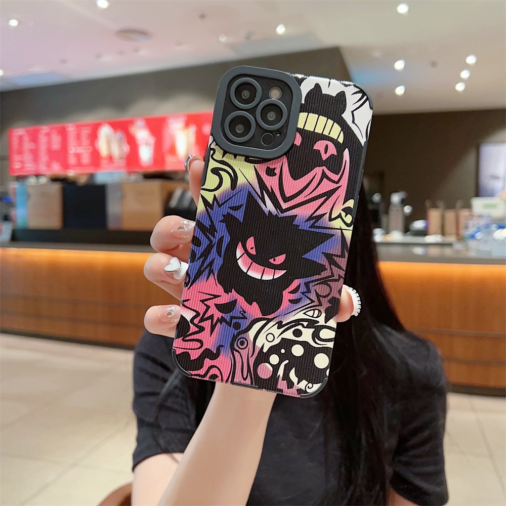 Case Motif Gengar Untuk iPhone 14 / 13 / 12 / 11 Pro Max 14 Plus 11 Pro 7 8 Plus X Xs Max XR