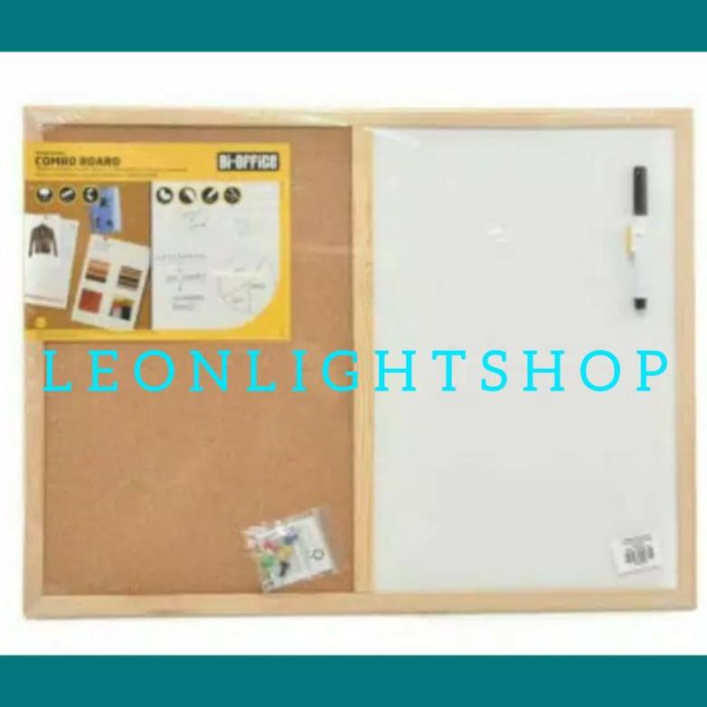 Jual PRODUK BISILQUE PAPAN KOMBINASI 60X45CM 2 PANEL CORKBOARD DAN