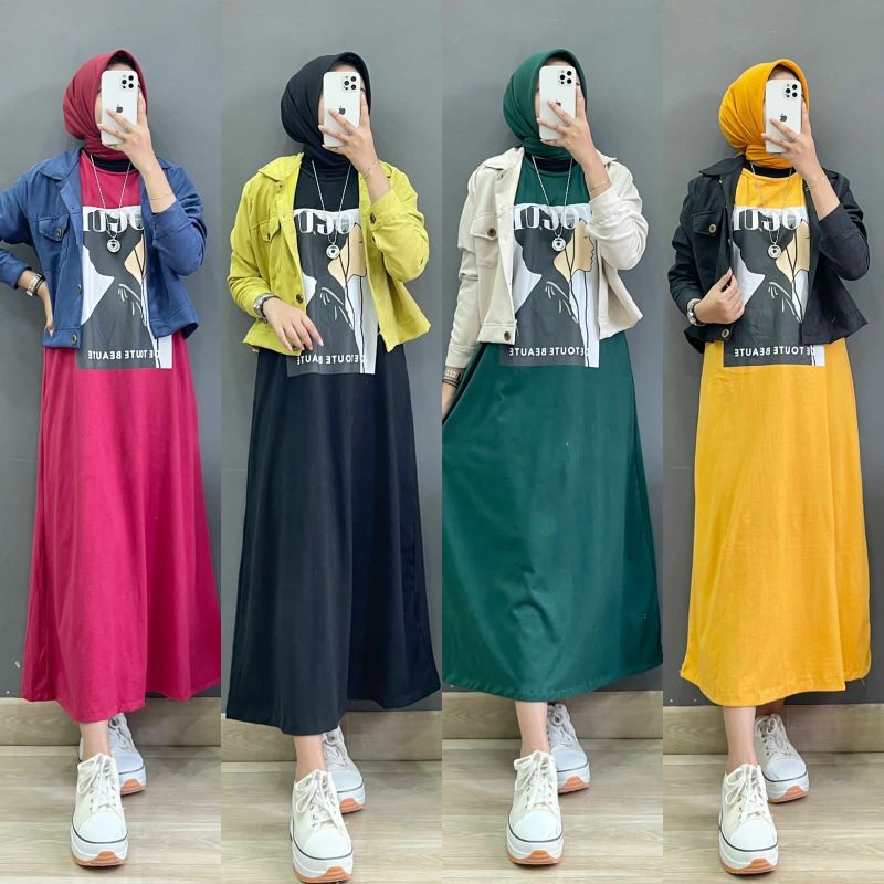 Vogue Set, SETELAN MIDI DRESS WANITA CANTIK FIT XL LD 110 TERMURAH OOTD KEKINIAN MODIS