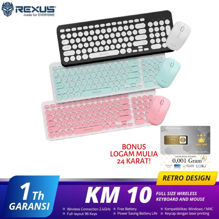 Rexus KM10 / KM 10 Keyboard Mouse WIreless Combo