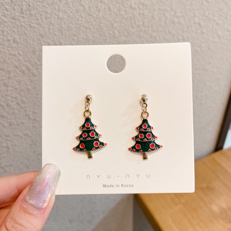 Anting Panjang Desain Rusa Natal Warna Merah Gaya Korea Untuk Wanita